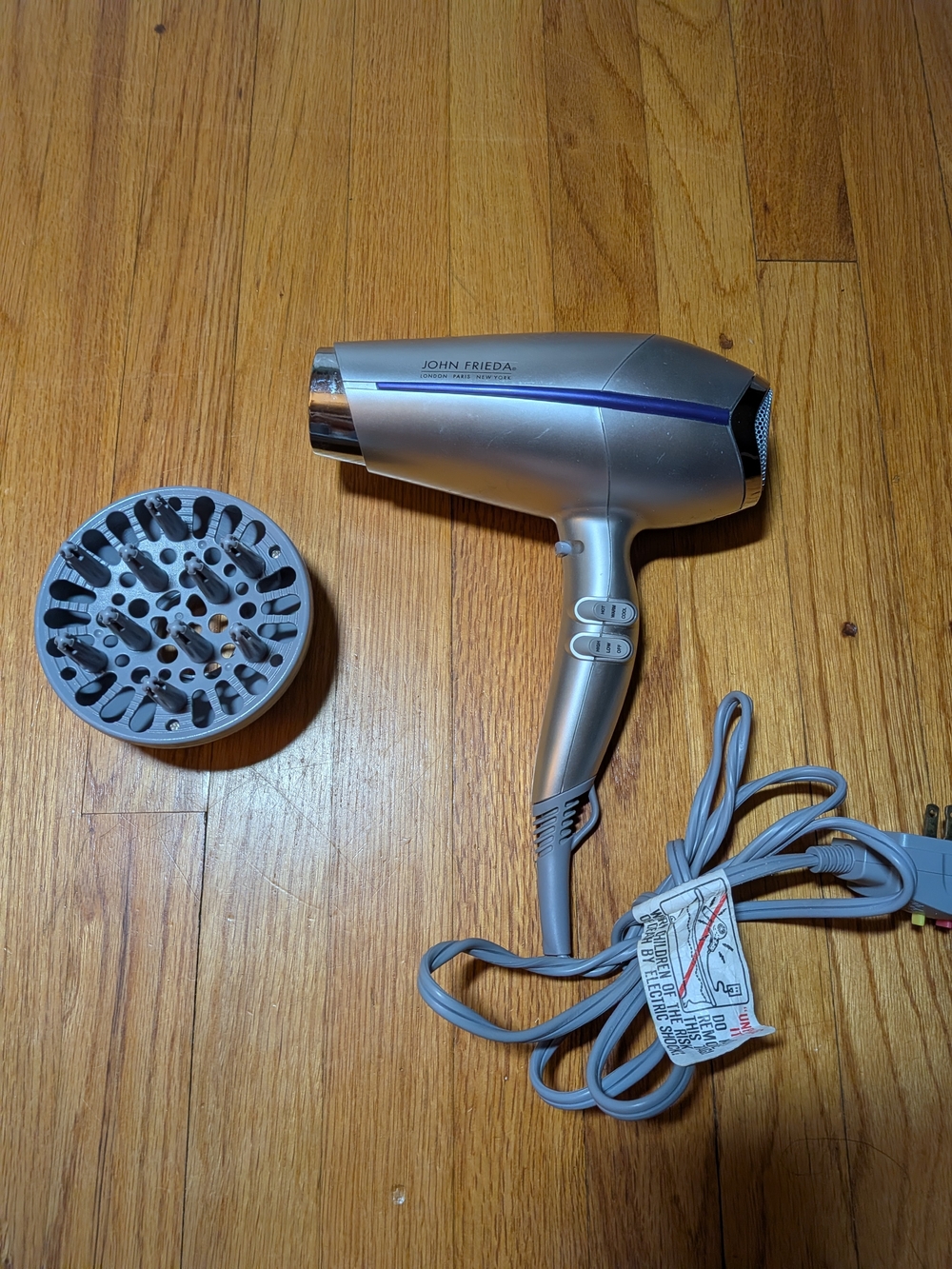 John Frieda Silver Travel Hair Dryer with Diffuser
